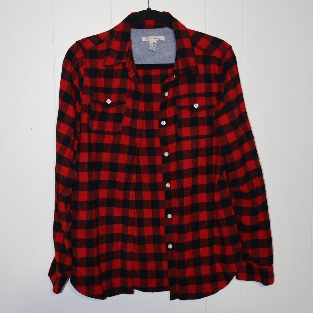 💙 2 for $20 💙 Tailor Vintage Plaid Flannel Shirt – Red/Black (Women’s L)